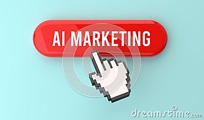 AI marketing text on web button, pixel clickable interface, web banner. Stock Photo