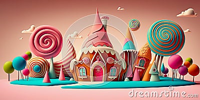 cute candyland, generated ai illustration Cartoon Illustration