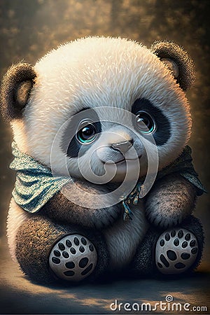 Cute panda bear, ai generative illustration Cartoon Illustration