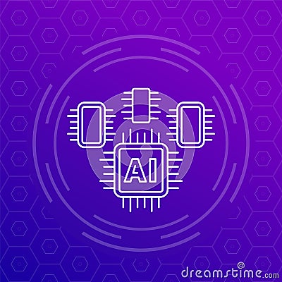 AI optimized hardware line vector icon Vector Illustration