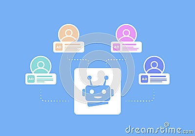 AI personalized message - targeted advertising based on purchase histories and other customer interactions. AI-Powered Vector Illustration