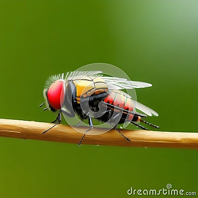 AI photo of a close-up of a robotic insect. Stock Photo