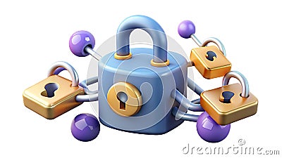 AI-Powered Blockchain Lock for Enhanced Data Security Stock Photo