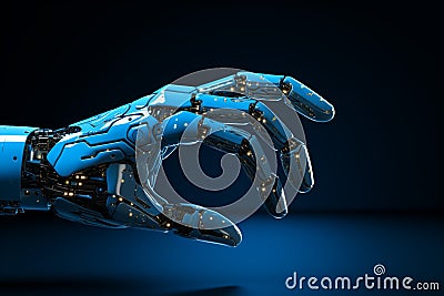 AI powered blue robot hand, an industrial business icon for efficient management Stock Photo