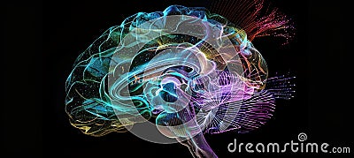 AI-Powered Diagnostic Tool with Brain Activity Maps and Dynamic Data Visualization Stock Photo