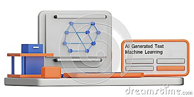 AI-Powered Machine Learning Visualization A 3D Network Graph Depicts Connections and Data Flow, Illustrating AI Generated Text Stock Photo