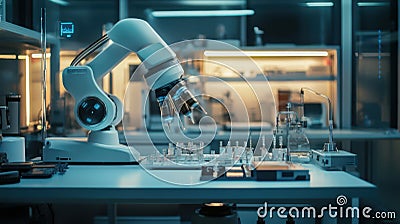 AI-powered research lab with advanced robotic systems and automated processes Stock Photo