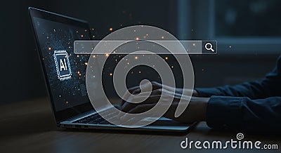 AI-Powered Search: Unlocking Insights with Artificial Intelligence, Data, and Innovation. Explore Future Technology & Intelligent Stock Photo