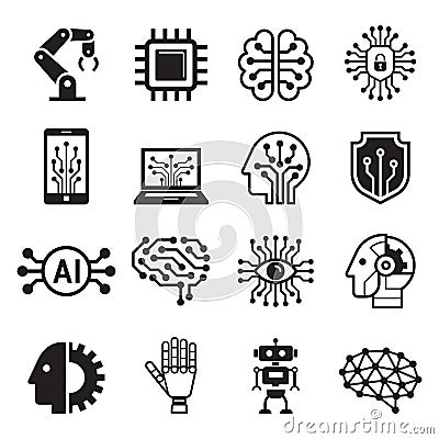 Ai robot artificial intelligence icons. Vector illustration Vector Illustration