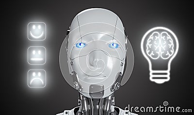 AI robot becomes sentient and conscious. Artificial, machine, or synthetic consciousness. Artificial intelligence entity aware of Stock Photo