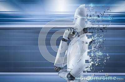 Ai robot explosion Stock Photo