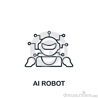 Ai Robot icon. Monochrome simple Artificial Intelligence icon for templates, web design and infographics Vector Illustration