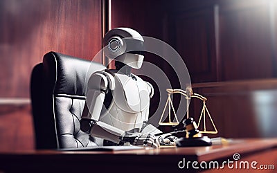AI robot judge decides cases modern judicial system Judge with automation from Android Stock Photo