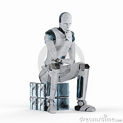 Ai robot think or compute Stock Photo