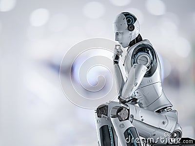 Ai robot think or compute Stock Photo