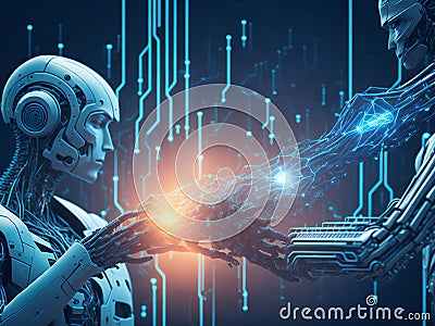 AI robots connecting Minds Stock Photo