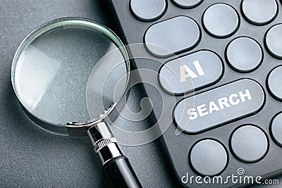 AI SEARCH text on a computer keyboard Stock Photo