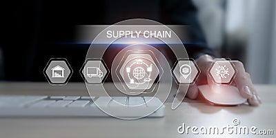 AI in supply chain, business value chain management concept. More accurate, reliable, cost-effective. Stock Photo