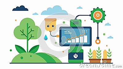 The AI system recommends the most efficient pesticide and fertilizer usage based on the current weather conditions Vector Illustration