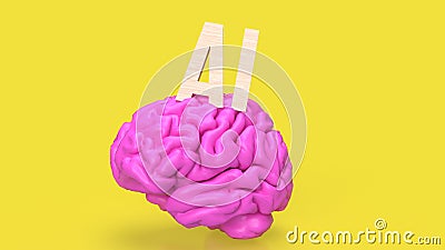 The Brain and AI text for technology concept 3d rendering Stock Photo