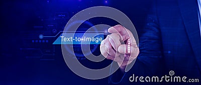 Ai tech Text to image, virtual graphic with AI, Artificial Intelligence, using command prompt for generates something, Futuristic Stock Photo
