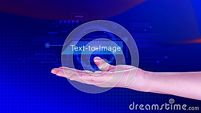 Ai tech Text to image, virtual graphic with AI, Artificial Intelligence, using command prompt for generates something, Futuristic Stock Photo