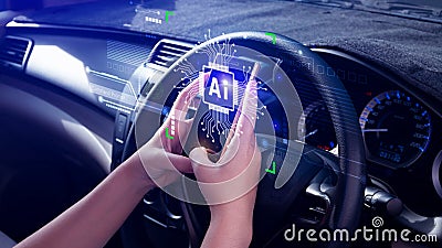 Ai tech, using virtual graphic Global Internet connect Chatgpt Chat with AI on smartphone, Artificial Intelligence, using command Stock Photo