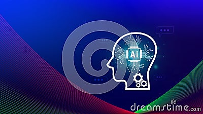 Ai tech, virtual graphic Global Internet connect with AI, Artificial Intelligence, using command prompt for generates something, Stock Photo