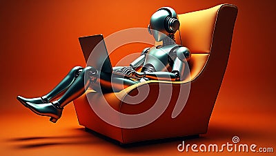 Ai technology. Artificial Intelligence. Humanoid Robot use AI tools for generate images, write code, writer bot, translate, Stock Photo