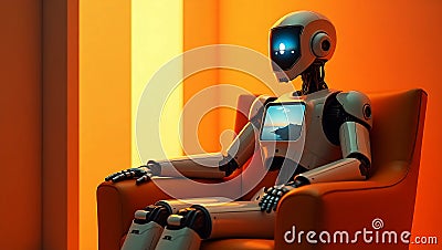 Ai technology. Artificial Intelligence. Humanoid Robot use AI tools for generate images, write code, writer bot, translate, Stock Photo