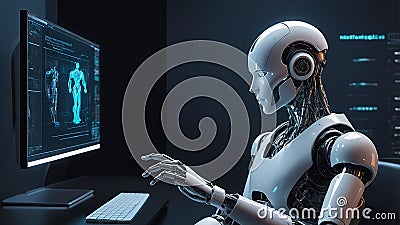 Ai technology, Artificial Intelligence. man using technology smart robot AI, Stock Photo