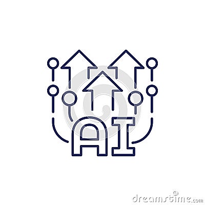 AI technology evolution line icon Vector Illustration