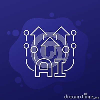 AI technology evolution line icon for web Vector Illustration