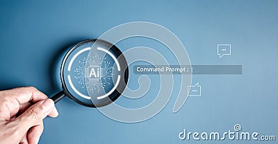 Ai Technology System. Businessman using chat bot intelligence Ai. Chat with AI Artificial Intelligence, developed by OpenAI Stock Photo
