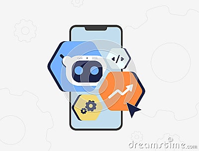 AI tools speed up product development by analyzing data and optimizing workflows, helping with code, reduce time-to Vector Illustration