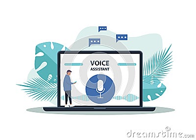 AI, Voice Assistant, Speech Driven Modern User Interface, Business Networks Concept Design Stock Photo