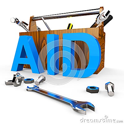 Aid Word Shows Assist Aiding And Donations Stock Photo