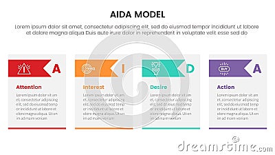 aida model for attention interest desire action infographic concept with 4 points for slide presentation style vector Vector Illustration