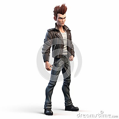 3d Aiden: Full Body With Pompadour Hairstyle On White Background Stock Photo