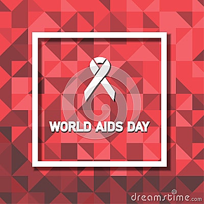 Aids Awareness Red Ribbon on Frame background. Vector Illustration