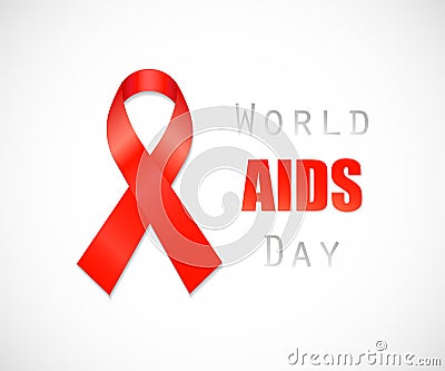 Aids Awareness Red Ribbon. Vector Illustration