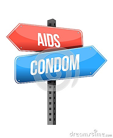 Aids, condom street sign illustration Cartoon Illustration