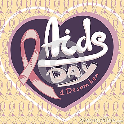 Aids day concept background, hand drawn style Vector Illustration