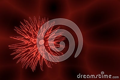 Aids or generic virus representation on a red and black background Cartoon Illustration