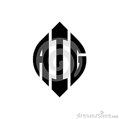 AIG circle letter logo design with circle and ellipse shape. AIG ellipse letters with typographic style. The three initials form a Vector Illustration