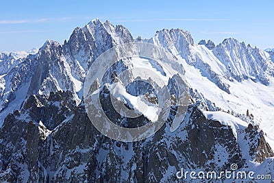 Aiguille Verte Chamonix Needles and Les Droites in Mont Blanc Massif. Chamonix Stock Photo