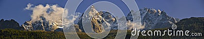 The Aiguilles mountain range peaks and blue sky. Chamonix, France Stock Photo