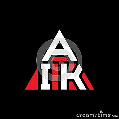 AIK triangle letter logo design with triangle shape. AIK triangle logo design monogram. AIK triangle vector logo template with red Vector Illustration