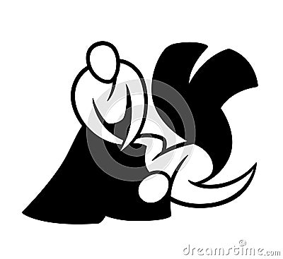 Aikido black and white minimal logo Vector Illustration