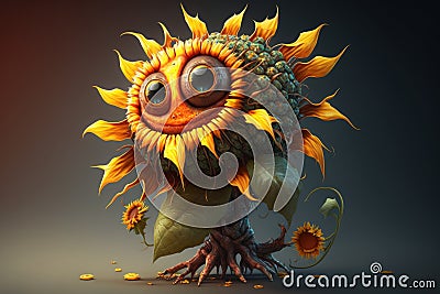 ail, photorealistic sunflower model Stock Photo
